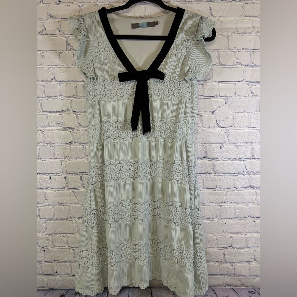 Anthropologie Eva Franco Light Blue Cata Cap Sleeve Above the Knee Swing Dress M